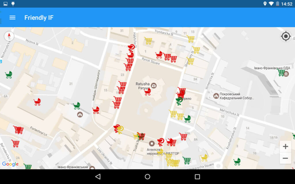 Франківські айтішники розробили мобільний додаток для мешканців з особливими потребами. івано-франківськ, мобільний додаток, неповносправний, особливими потребами, пандус, text, map, screenshot. A close up of a map