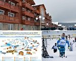 На Львівщині дали старт зимовому Кубку світу серед спортсменів-паралімпійців. львівщина, зимовий кубок світу, змагання, спортсмени-паралімпійці, інвалід, outdoor, skiing, snow. A group of people riding skis on top of a building