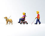 Apple запропонувала емодзі із зображенням інвалідності. apple, емодзі, зображення, пропозиція, інвалідність, cartoon, dog, toy. A group of people riding skis on a snowy surface