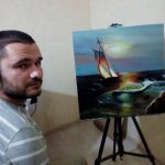 Федір Романов пише картини, тримаючи пензлик зубами (ФОТО)