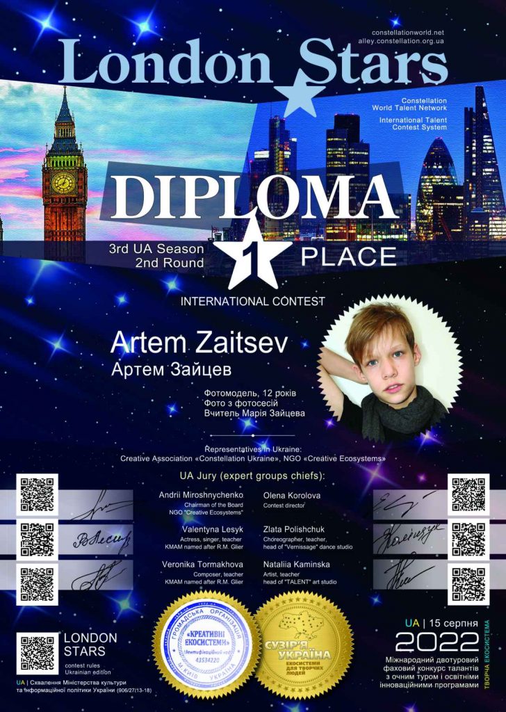 Хлопчик із синдромом аутизму зайняв 1 місце на Алеї Зірок України в номінації фотомодель. алея зірок україни, артем зайцев, аутизм, переможець, фотомодель