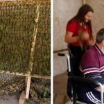 "У нього повністю паралізований правий бік": на Тернопільщині чоловік плете маскувальні сітки, сидячи на інвалідному візку (ФОТО)