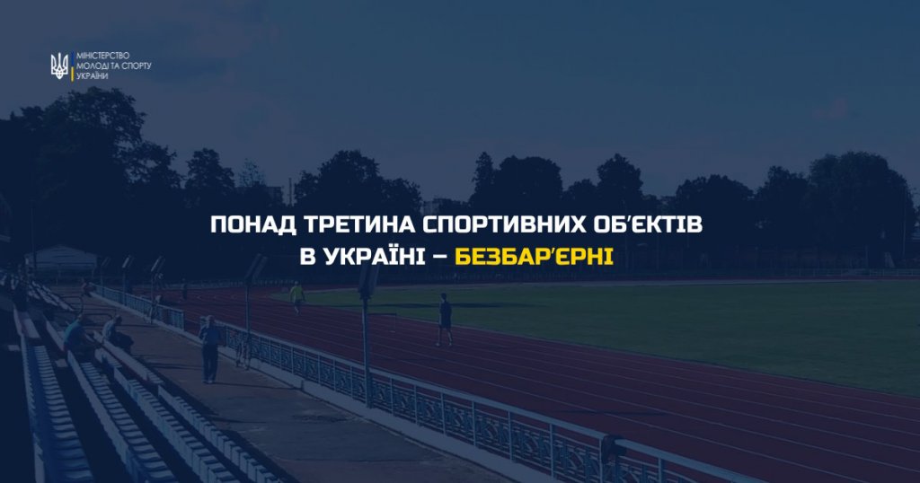 Понад третина спортивних обʼєктів в Україні — безбарʼєрні. національна стратегія, безбар’єрний простір, відновлення, спортивний обʼєкт, інвалідність