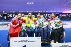 Світлина. Українські пара фехтувальники – треті у світі!. Спорт, змагання, спортсмен, чемпіонат світу, фехтування на візках, Республіка Корея